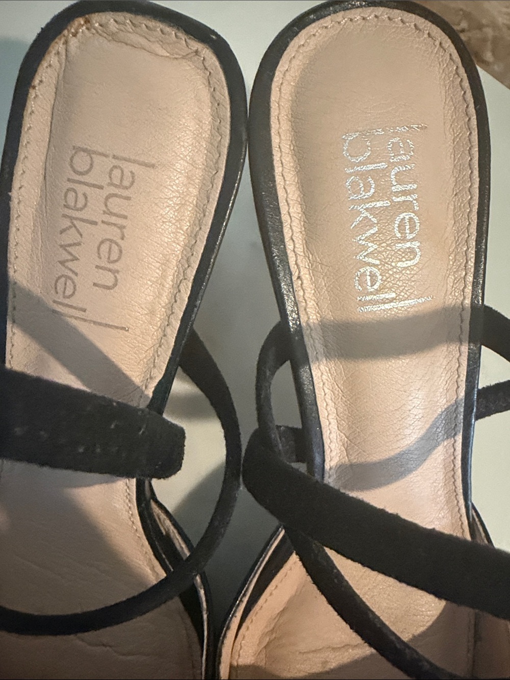 Lauren Blakeell Black Strappy Heeled Sandals with Nude Footbed